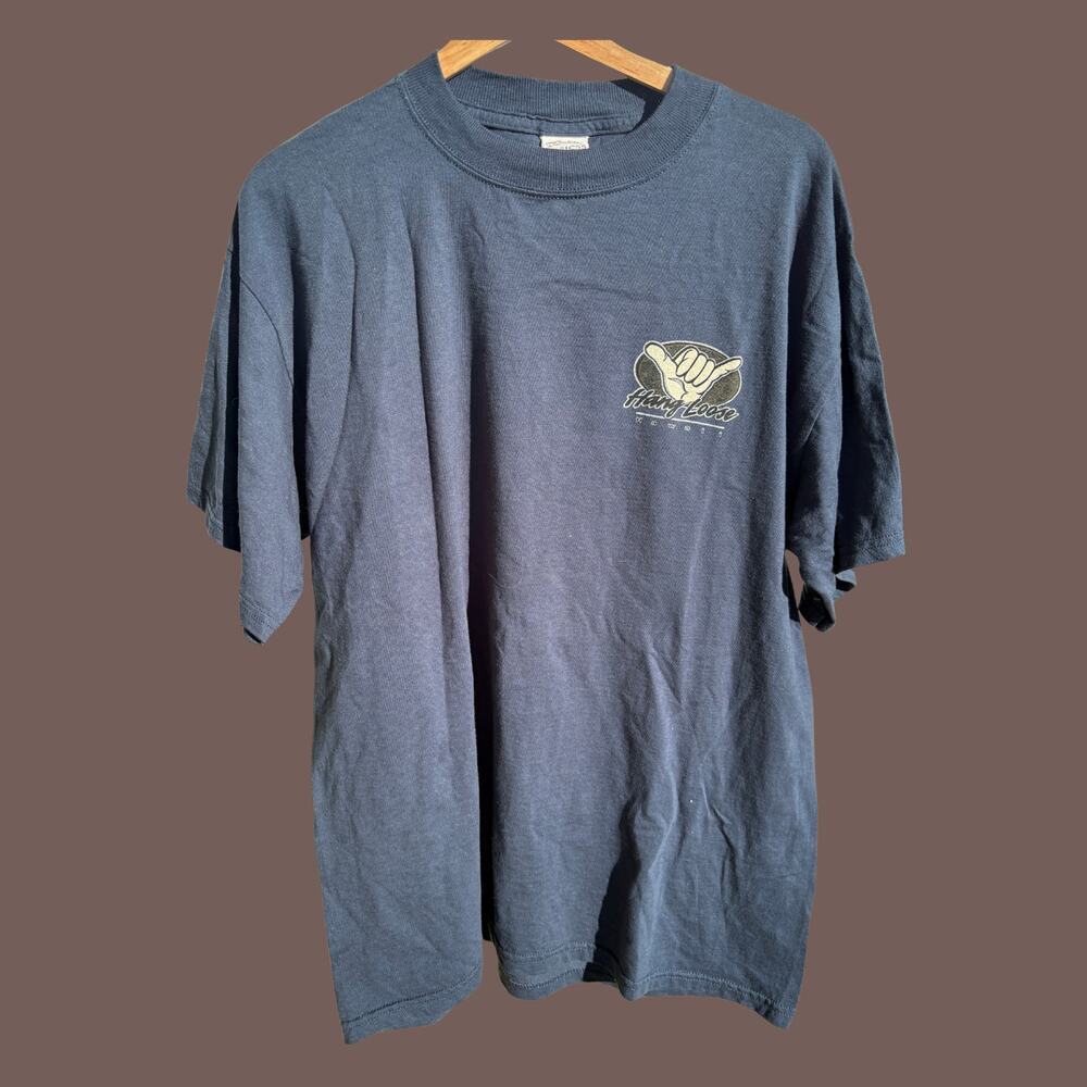 Hang Loose Hawaii Tee | Navy Graphic | Size L | Vintage
